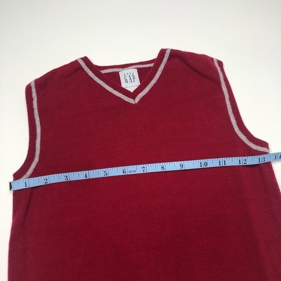 Baby GAP Deep Red Grey Trimmed V-neck Boy's Knit Toddler Sweater Vest SIZE 4T - Picture 10 of 11